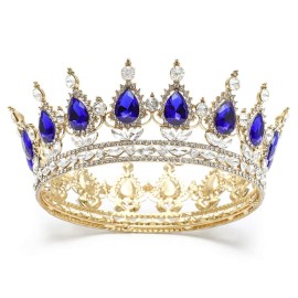 Foyte Baroque Queen Crown and Tiaras Sparkly Rhinestone Wedding Crown Bride Royal Princess Full Tiaras Headpieces for Women (Blue) Foyte Baroque Queen Crown and Tiaras Sparkly Rhinestone Wedding Crown Bride Royal Princess Full Tiaras Headpieces for Women (Blue)