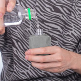 Jollsung Hand Sanitizer Bottle Case Holder, Travel Size Empty Bottle Refillable Containers for Soap, Lotion, and Liquids - 60ML/2 oz Flip Cap Reusable Bottles with Carabiner Carriers (Gray)