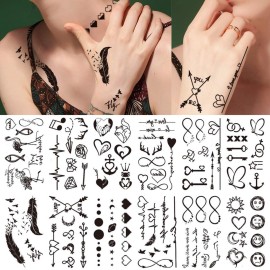 30 Sheets Fake Black Tiny Temporary Tattoo, Hands ..