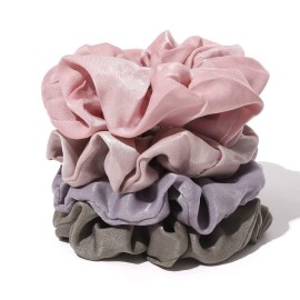 Ivyu Silk Satin Scrunchies - No Crease Hair Ties for Women, Thick Hair Ponytail Holders with Soft Elastic Bands