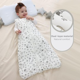 Mosebears Sleep Sack Baby Winter Wearable Blanket with 2-Way Zipper,2.5 TOG Cotton Sleep Sack Unisex (White Star, 6-12 Months)
