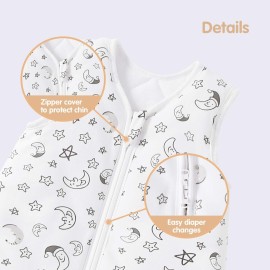 Mosebears Sleep Sack Baby Winter Wearable Blanket with 2-Way Zipper,2.5 TOG Cotton Sleep Sack Unisex (White Star, 6-12 Months)