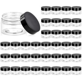 Eternal Moment 36 Pack 1 OZ Plastic Jars Round Clear Cosmetic Container Jars with Lids, Perfect for Lotion, Cream, Ointments, Makeup, Eye Shadow, Rhinestone, Samples, Pot, Travel Storage