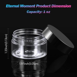 Eternal Moment 36 Pack 1 OZ Plastic Jars Round Clear Cosmetic Container Jars with Lids, Perfect for Lotion, Cream, Ointments, Makeup, Eye Shadow, Rhinestone, Samples, Pot, Travel Storage