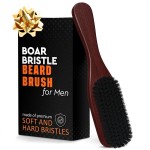 Boar Bristle Beard Brush for Men - 9 Soft Boar Bristle Hair Brush for Slick Back, Beards & Mustaches - Ergonomic Handle, Non-Slip Grip, Durable Design, Thoughtful Gift for Grooming Enthusiasts