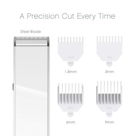 Pure Enrichment TRYM Lithium Rechargeable Beard Trimmer - 11-Piece Grooming Kit with Cordless Use, Charging Dock, 4 Trim Attachments, Cleaning Brush, Clipper Oil, and Drawstring Travel Bag (White)