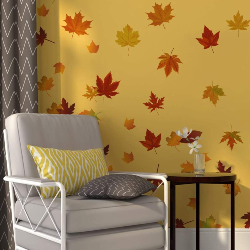 Decalplanet Maple Leaf Wall Art Stickers Autumn Leaves Falling Wall Decals for Living Room Bedroom Nursery Kids Wall Decor