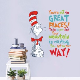 Decalplanet Dr Seuss Inspirational Quotes Wall Stickers Kids Wall Decal Saying Classroom Reading Room Baby Nursery Wall Decor
