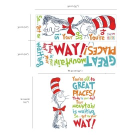 Decalplanet Dr Seuss Inspirational Quotes Wall Stickers Kids Wall Decal Saying Classroom Reading Room Baby Nursery Wall Decor
