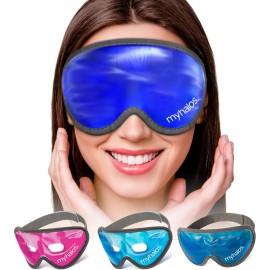 MyHalos Gel Eye Mask - Reusable Cold Eye Mask with Adjustable Straps- Our Soothing Eye Gel Mask Helps Puffy Eyes, Dark Circles and Hangovers - Our Eye Ice Pack Also Relieves Sinus Pain & Headaches