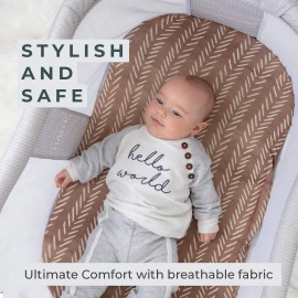 Pobibaby - 2 Pack Premium Bassinet Sheets for Standard Bassinets - Ultra-Soft Cotton Blend, Stylish Woodland Pattern, Safe and Snug for Baby (Wildlife)