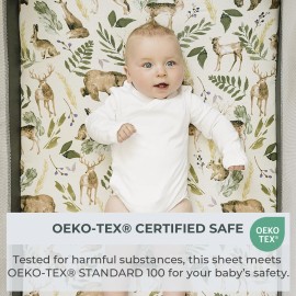 Pobibaby - 2 Pack Premium Pack N Play Sheets Fitted for Standard Pack and Plays and Mini Cribs - Ultra-Soft Cotton Blend, Stylish Woodland Pattern, Safe and Snug for Baby (Wildlife)