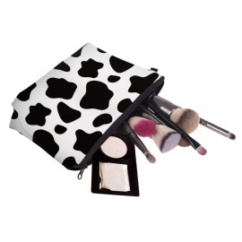 Aiphamy Cute Travel Makeup Bag Cosmetic Bag Small Pouch Gift for Women (Cow Print)