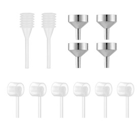 Lil Ray 6 PCS Perfume Dispenser Pump Transfer Tool for Small Travel Refillable Perfume Atomizer Spray Bottle, 4PCS Mini Metel Funnel, 2 PCS Mini dropper