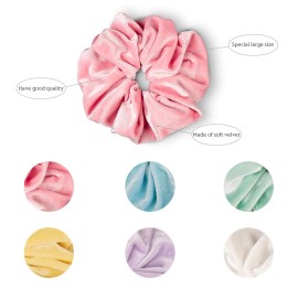 Whaline Pastel Hair Scrunchies Large Velvet Elastic Scrunchy Bobbles Ice Cream Color Hair Bands Soft Hair Ties Hair Accessories for Girls Women, 6 Colors