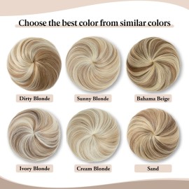 SARLA Dirty Blonde Hair Bun Extension Drawstring Ballet Bun Hair Pieces Synthetic Updo Donut Chignon for Women Girls Lady