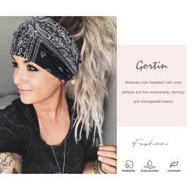 GORTIN Extra Wide Headbands for Women Boho Head Wraps Stretchy African Turban Hairband Motorcycle Hair Accessories Pack of 3