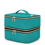 LUXJA Detachable 2 Layers Nail Polish Organizer - Hold 60 Bottles (15ml - 0.5 fl.oz), Nail Polish Case with Tools Storage Pockets (Patented Design), Teal