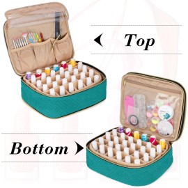 LUXJA Detachable 2 Layers Nail Polish Organizer - Hold 60 Bottles (15ml - 0.5 fl.oz), Nail Polish Case with Tools Storage Pockets (Patented Design), Teal