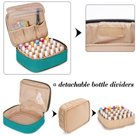 LUXJA Detachable 2 Layers Nail Polish Organizer - Hold 60 Bottles (15ml - 0.5 fl.oz), Nail Polish Case with Tools Storage Pockets (Patented Design), Teal