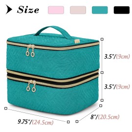 LUXJA Detachable 2 Layers Nail Polish Organizer - Hold 60 Bottles (15ml - 0.5 fl.oz), Nail Polish Case with Tools Storage Pockets (Patented Design), Teal