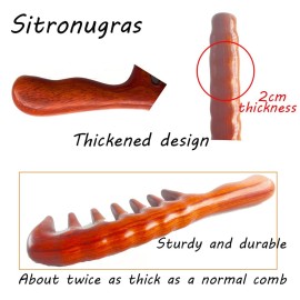 Sitronugras Handmade Wide Tooth Sandalwood Comb, Scalp Massage Hair Pick, Anti-Static Natural Detangler for Men and Women with Free Pouch