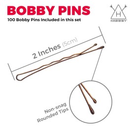 Hawwwy 110 Ultimate Bobby Pins (2 inches), Premium Set - Includes 10 Spin Pins Plus 100 Bobby Pins In Robust Storage Tin - Your Ideal Bobby Pin Choice - Brown Combo Hawwwy 110 Ultimate Bobby Pins (2 inches), Premium Set - Includes 10 Spin Pins Plus 100 Bobby Pins In Robust Storage Tin - Your Ideal Bobby Pin Choice - Brown Combo