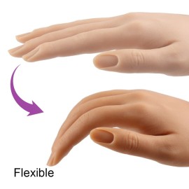 Practice Hand for Acrylic Nails Silicone Female Mannequin Life Size Hand with Insertable Nails for Nail Art Beginners/Nail Salon Artists Single Hand Color 3