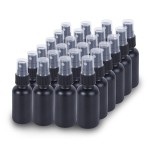 YONKAN 2oz Glass Spray Bottle, Fine Mist Boston Glass Bottles with Black Fine Mist Sprayer Small Clear Bottles for Essential Oils, Bath, Beauty, Hair & Cleaning, Black, Pack of 24