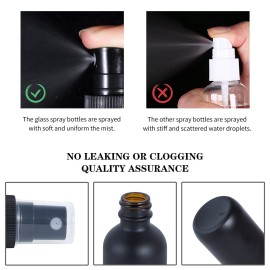 YONKAN 2oz Glass Spray Bottle, Fine Mist Boston Glass Bottles with Black Fine Mist Sprayer Small Clear Bottles for Essential Oils, Bath, Beauty, Hair & Cleaning, Black, Pack of 24