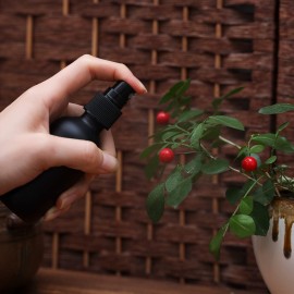 YONKAN 2oz Glass Spray Bottle, Fine Mist Boston Glass Bottles with Black Fine Mist Sprayer Small Clear Bottles for Essential Oils, Bath, Beauty, Hair & Cleaning, Black, Pack of 24