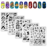 KADS 5pcs Nail Stamp Plates Set Halloween Nails Art Stamping Plate Thrill Pattern Bat Spider Skeleton Pumpkin Lantern Witch