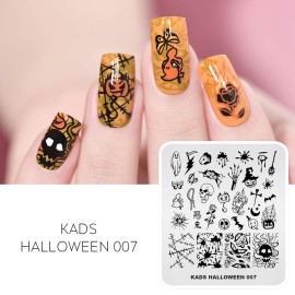 KADS 5pcs Nail Stamp Plates Set Halloween Nails Art Stamping Plate Thrill Pattern Bat Spider Skeleton Pumpkin Lantern Witch