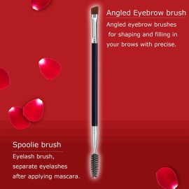 Duo Eye Brow Brush - Angled Eyebrow Brush, Spoolie, Eyelash Comb - 1 Pcs