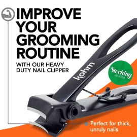 KOHM Nail Clippers for Thick Nails - Heavy Duty, Sharp Wide Mouth Professional Fingernail and Toenail Clippers for Men, Women & Seniors, Black KOHM Nail Clippers for Thick Nails - Heavy Duty, Sharp Wide Mouth Professional Fingernail and Toenail Clippers for Men, Women & Seniors, Black