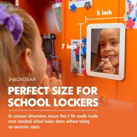Boxgear Magnetic Locker Mirror - 5 x 7- for School Locker, Bathroom, Household Refrigerator, Locker Accessory, Workshop Toolbox or Office Cabinet (White) Boxgear Magnetic Locker Mirror - 5 x 7- for School Locker, Bathroom, Household Refrigerator, Locker Accessory, Workshop Toolbox or Office Cabinet (White)