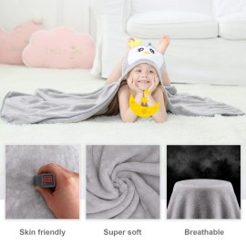 MICHLEY Cartoon Hooded Baby Towel Unisex, Premium Soft Swimming Bathrobe Large Washcloths 31.5 x 53 for 0-9T (Penguin)