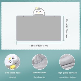 MICHLEY Cartoon Hooded Baby Towel Unisex, Premium Soft Swimming Bathrobe Large Washcloths 31.5 x 53 for 0-9T (Penguin)