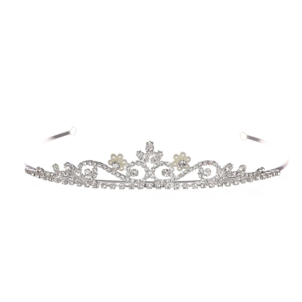 SAMKY Wedding Bridal Headpiece Tiara Crown with Pearl Crystals Bride\'s Hair Accessories
