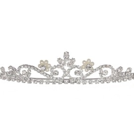 SAMKY Wedding Bridal Headpiece Tiara Crown with Pearl Crystals Bride\'s Hair Accessories