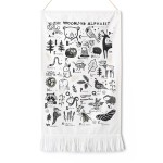 Wee Gallery Woodland Animal Alphabet Tapestry - Organic Cotton Fabric Wall Art Adds Texture and Style to Bedroom, Nursery, or Play Room Decor - Educational Gift for Baby and Kids