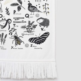 Wee Gallery Woodland Animal Alphabet Tapestry - Organic Cotton Fabric Wall Art Adds Texture and Style to Bedroom, Nursery, or Play Room Decor - Educational Gift for Baby and Kids