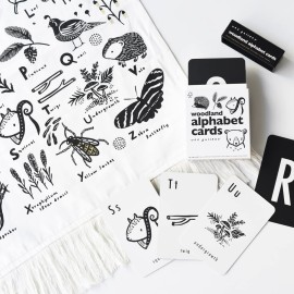 Wee Gallery Woodland Animal Alphabet Tapestry - Organic Cotton Fabric Wall Art Adds Texture and Style to Bedroom, Nursery, or Play Room Decor - Educational Gift for Baby and Kids