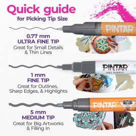 PINTAR | 20 PACK | Earth Tone Paint Markers Extra Fine Tip | Rock Painting, Wood, Glass, Leather, Shoes | Acrylic Paint Pens | 20 PACK, 0.7 mm