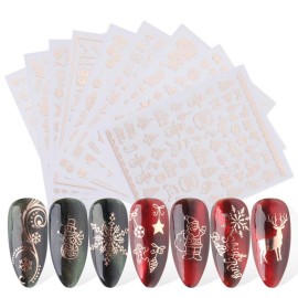 Christmas 3D Nail Art Stickers Laser Xmas Nail Decals Snowflake Elk Leaf Snowman Santa Tree Candy Winter Self Adhesive Nail Stickers New Year Charms Nail Supplies DIY Decorations 9 Sheets Rosegold Christmas 3D Nail Art Stickers Laser Xmas Nail Decals Snowflake Elk Leaf Snowman Santa Tree Candy Winter Self Adhesive Nail Stickers New Year Charms Nail Supplies DIY Decorations 9 Sheets Rosegold