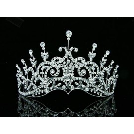 SAMKY Bride\'s Crystal Wedding Tiara Crown Bridal Pageant Headpiece Hair Accessories for Woman