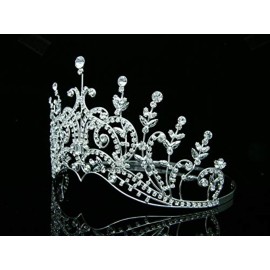 SAMKY Bride\'s Crystal Wedding Tiara Crown Bridal Pageant Headpiece Hair Accessories for Woman