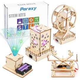 Poraxy 4 in 1 STEM Kits for Kids Age 8-10, Science STEM Projects for Kids 8-12, 3D Puzzles, Educational Craft Building Toys 8-13, Christmas Birthday Gifts for Girls Boys 6 7 8 9 10 11 12 13 Year Old