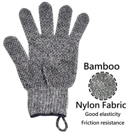 Exfoliating Gloves with Hanging Loop - 1 Pair Bamboo Charcoal Bath/Shower Gloves, Bath Gloves for Shower Exfoliating and Ingrown Hair/Dead Skin Remover - Bamboo Charcoal - Exfoliator Mitt Scrub Gloves Exfoliating Gloves with Hanging Loop - 1 Pair Bamboo Charcoal Bath/Shower Gloves, Bath Gloves for Shower Exfoliating and Ingrown Hair/Dead Skin Remover - Bamboo Charcoal - Exfoliator Mitt Scrub Gloves