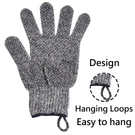Exfoliating Gloves with Hanging Loop - 1 Pair Bamboo Charcoal Bath/Shower Gloves, Bath Gloves for Shower Exfoliating and Ingrown Hair/Dead Skin Remover - Bamboo Charcoal - Exfoliator Mitt Scrub Gloves Exfoliating Gloves with Hanging Loop - 1 Pair Bamboo Charcoal Bath/Shower Gloves, Bath Gloves for Shower Exfoliating and Ingrown Hair/Dead Skin Remover - Bamboo Charcoal - Exfoliator Mitt Scrub Gloves